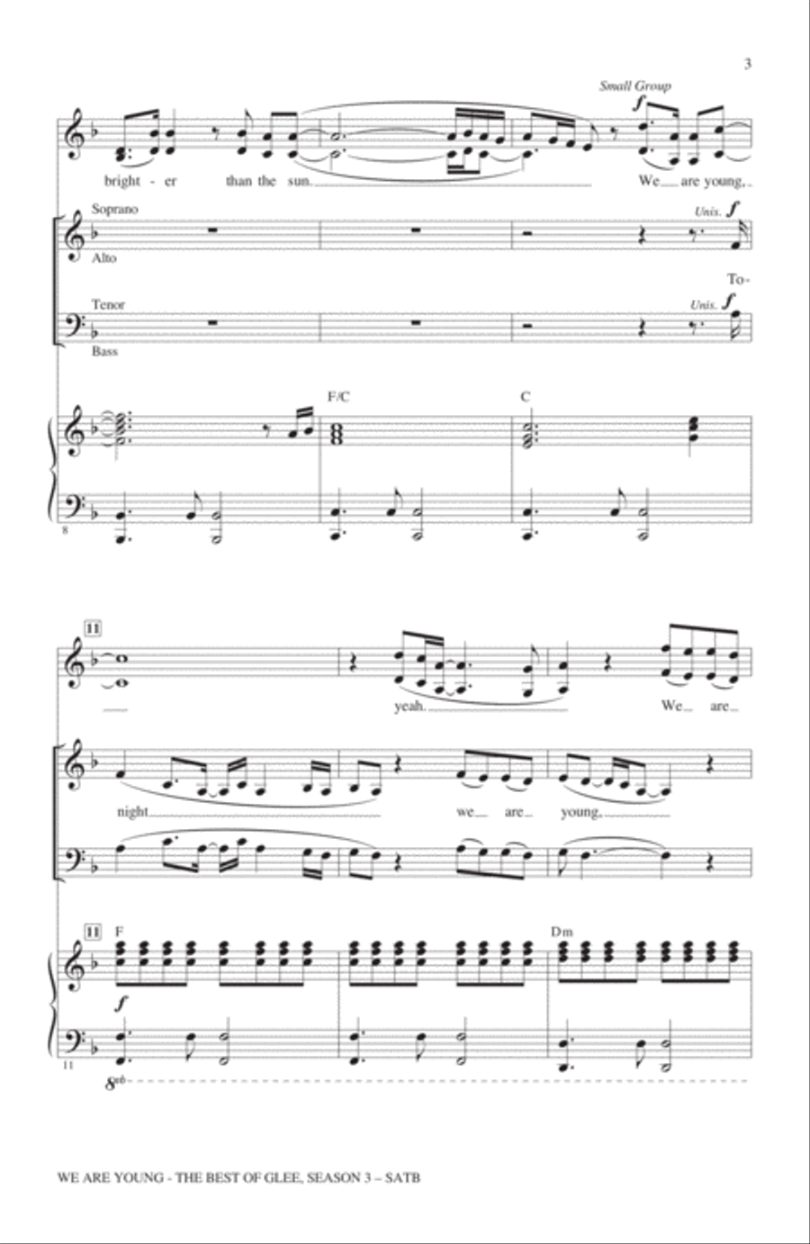 We Are Young (The Best Of Glee Season 3) (Medley) 4-Part scores gallery preview page 2