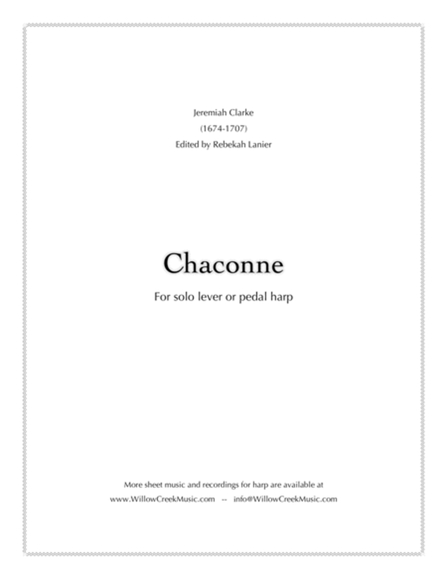 Chaconne by Jeremiah Clarke - solo lever or pedal harp image number null