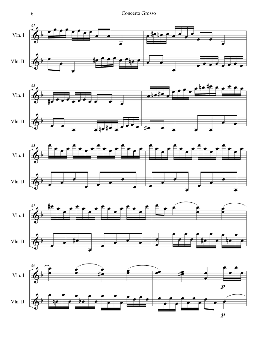 Antonio Vivaldi - Concerto Grosso in d minor RV 565 3rd mvt. arr. for violin duo (score and parts) Antonio Vivaldi - Concerto Grosso in d minor RV 565 3rd mvt. arr. for violin duo (score and parts) String Duet scores gallery preview page 6