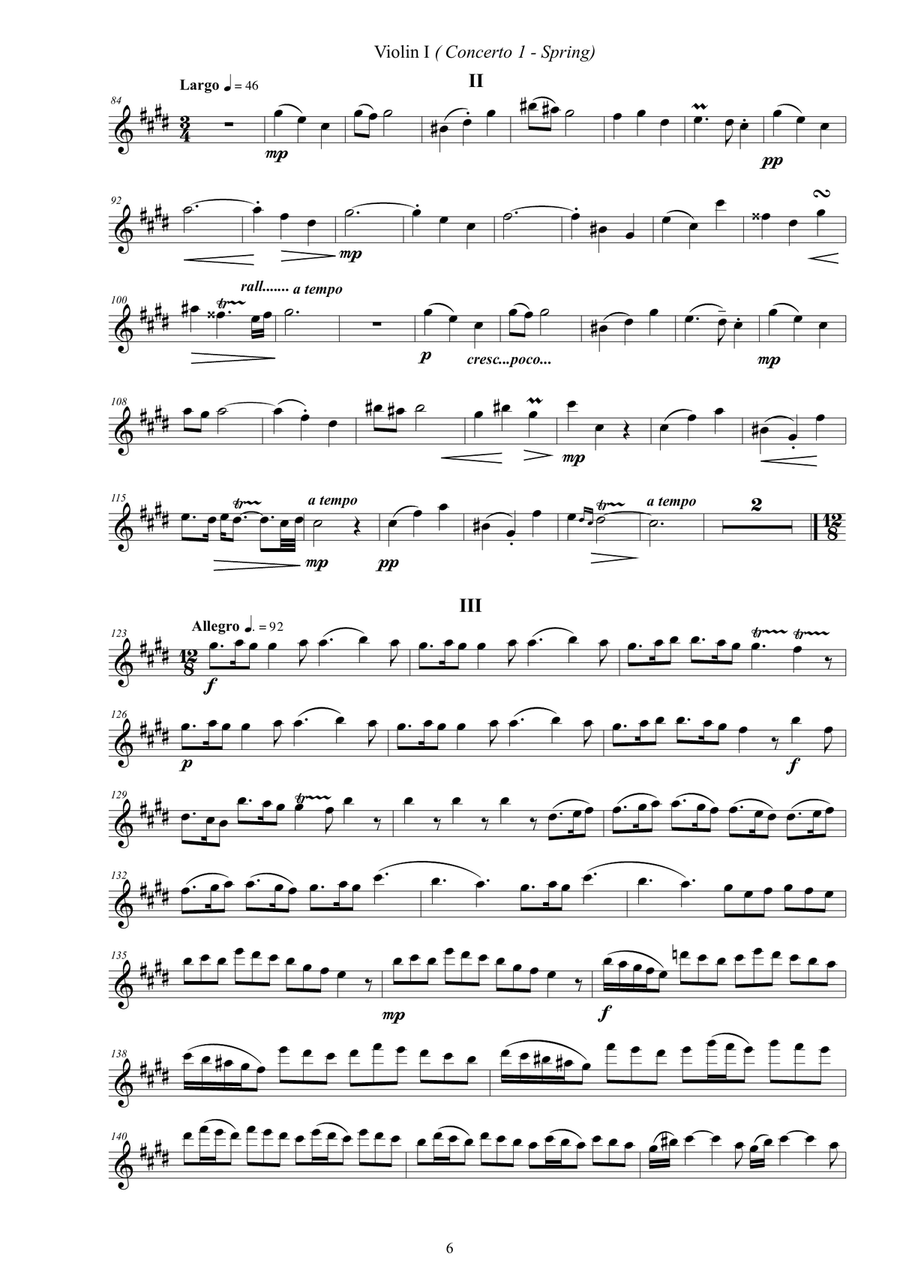Vivaldi - The Four Seasons for String Quartet String Quartet scores gallery preview page 6