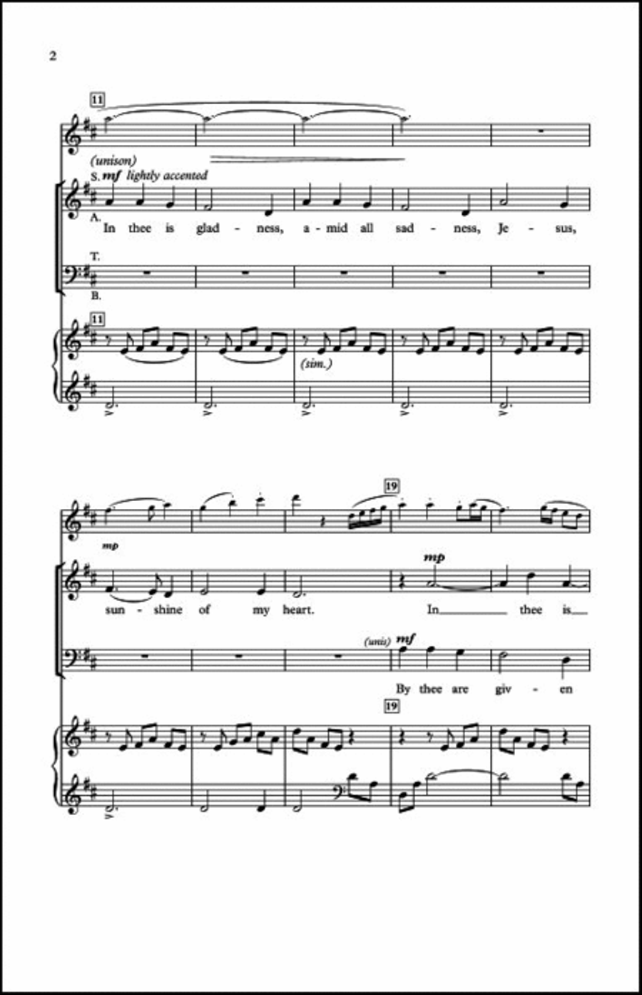 In Thee Is Gladness (Handbell part) 4-Part scores gallery preview page 5