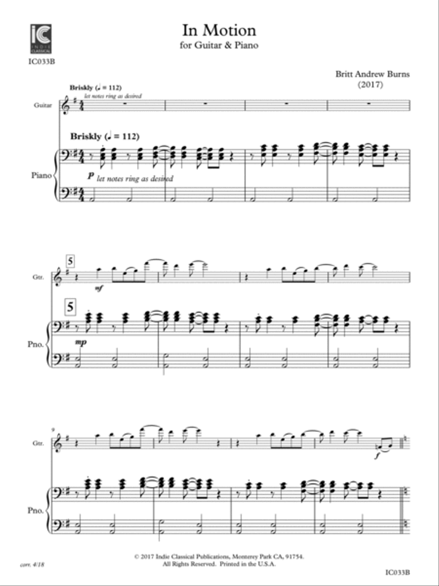 In Motion - for Guitar & Piano Piano scores gallery preview page 5