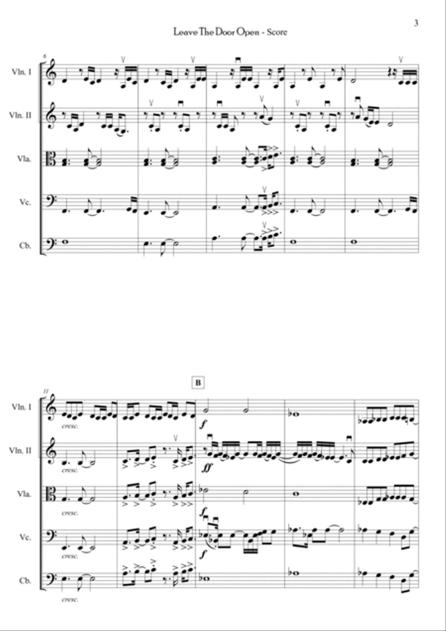 Leave The Door Open String Orchestra scores gallery preview page 2