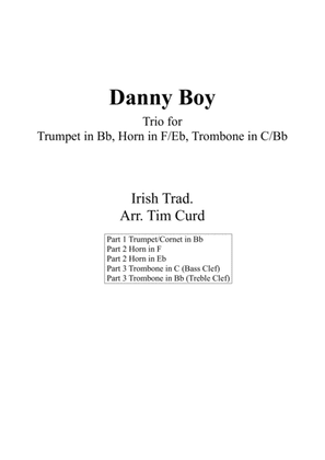 Book cover for Danny Boy. Trio for Trumpet, Horn and Trombone