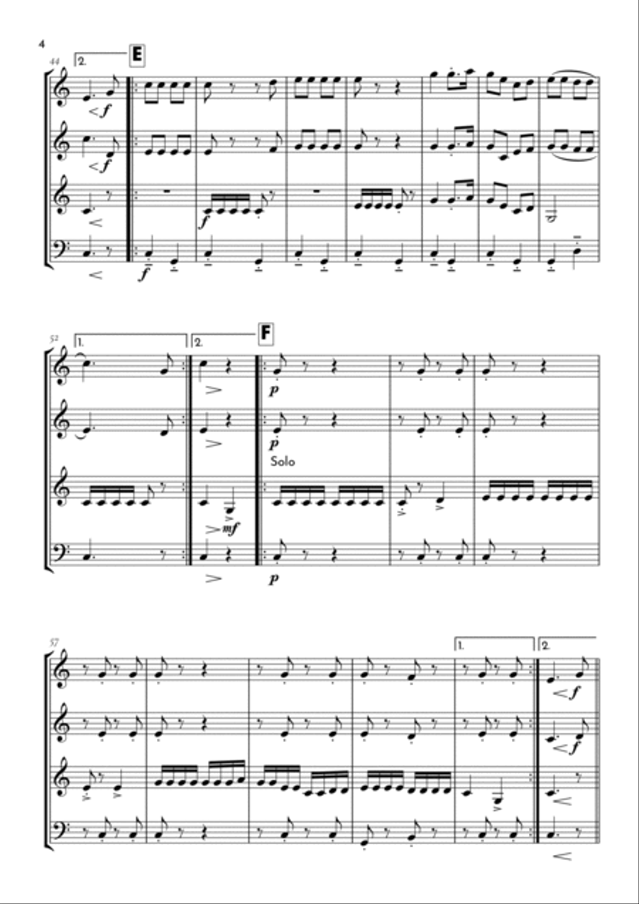 A-Hunting We Will Go Woodwind Quartet scores gallery preview page 4
