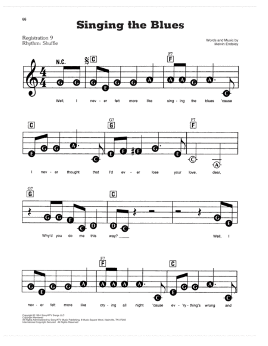 Singing The Blues Electronic Keyboard scores gallery preview page 1