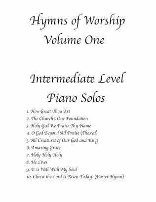 Book cover for Hymns of Worship for Intermediate Adv Piano Solo