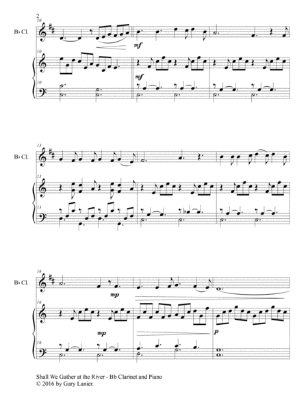 SHALL WE GATHER AT THE RIVER (Duet – Bb Clarinet & Piano with Score/Part) image number null