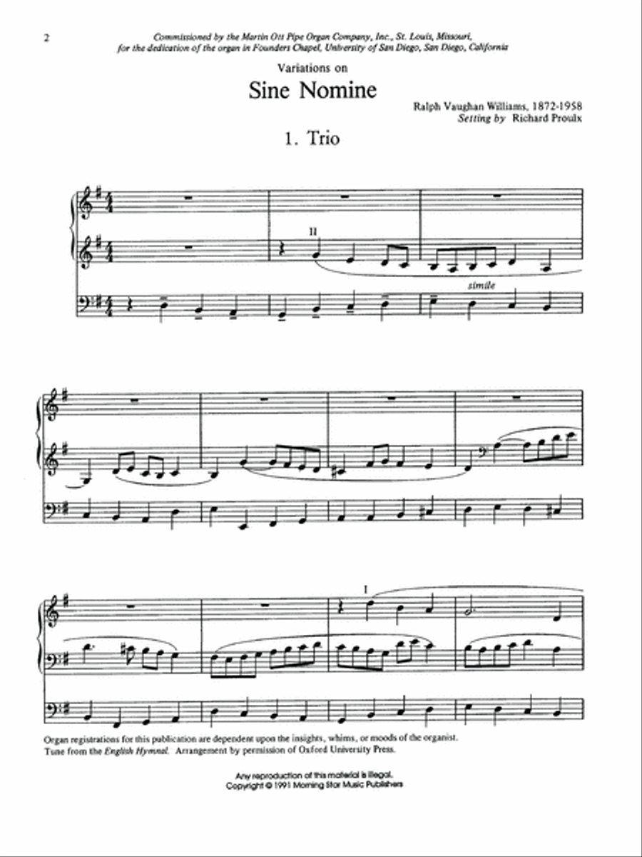 Variations on Sine Nomine Organ scores gallery preview page 2
