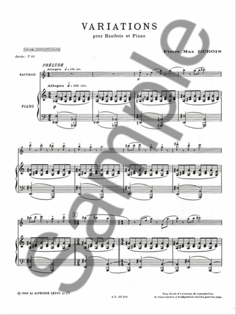 Variations (oboe & Piano) Piano Accompaniment scores gallery preview page 2
