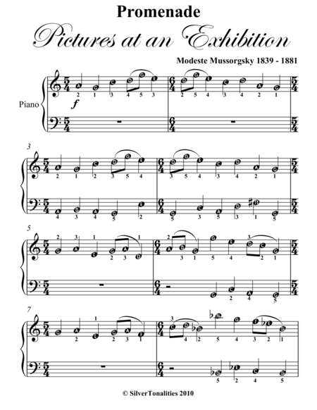 Promenade Pictures at an Exhibition Easy Piano Sheet Music