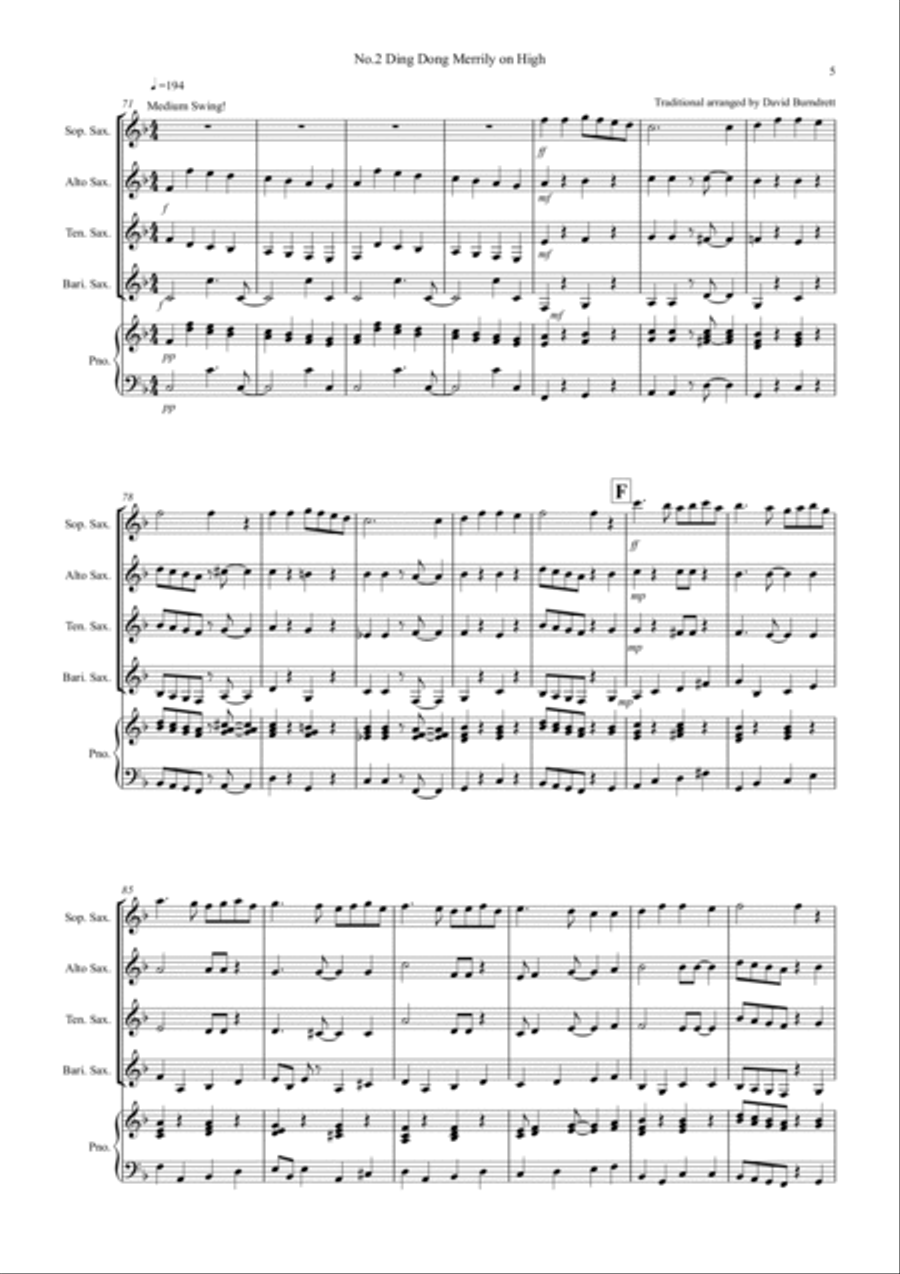 3 Jazzy Christmas Pieces for Saxophone Quartet Saxophone Quartet scores gallery preview page 5