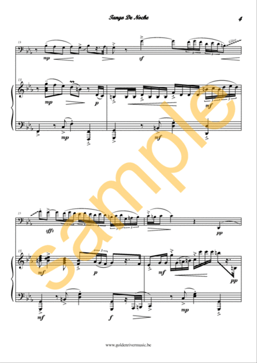 Tango de Noche / Tango Night for cello Clarinet Solo scores gallery preview page 5