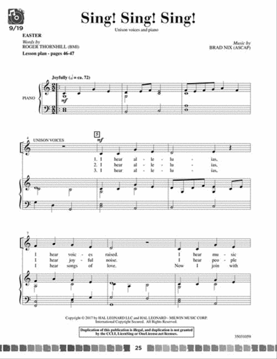 Sing and Celebrate 6! Sacred Songs for Young Voices Unison Choir scores gallery preview page 6