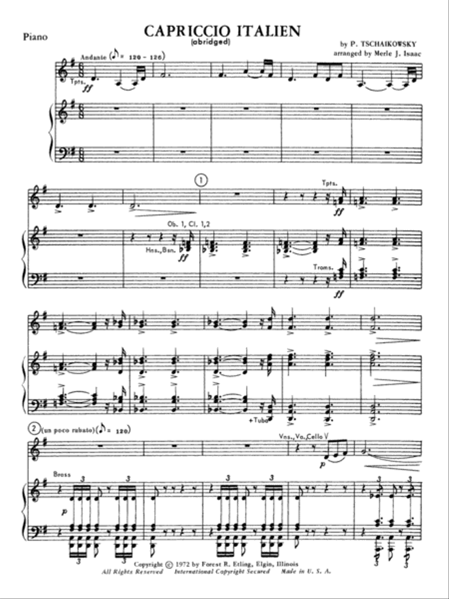 Capriccio Italienne: Piano Accompaniment Full Orchestra scores gallery preview page 1