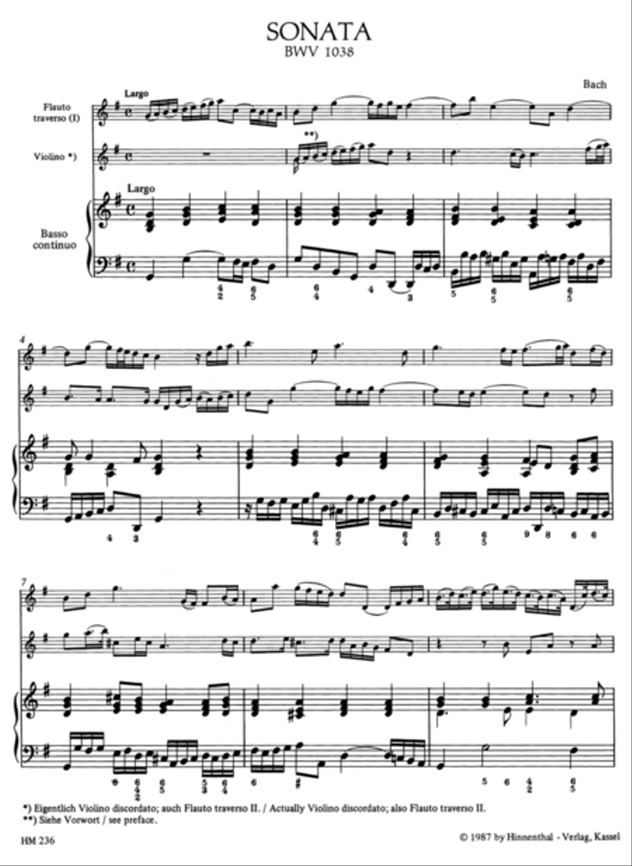 Triosonate for Flute, Violin (or two Flutes) and Basso continuo G major BWV 1038 Flute scores gallery preview page 2
