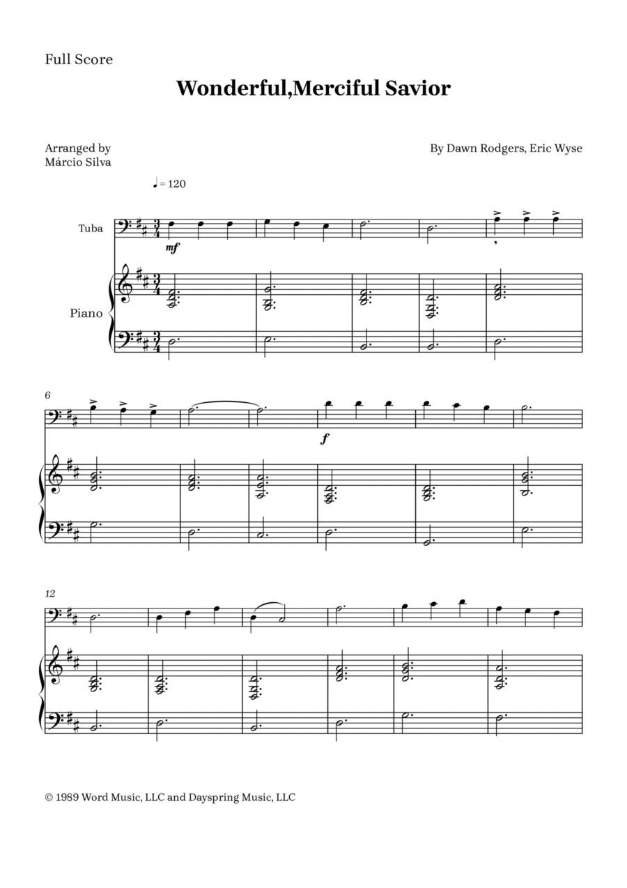 Wonderful, Merciful Savior Easy Piano scores gallery preview page 1