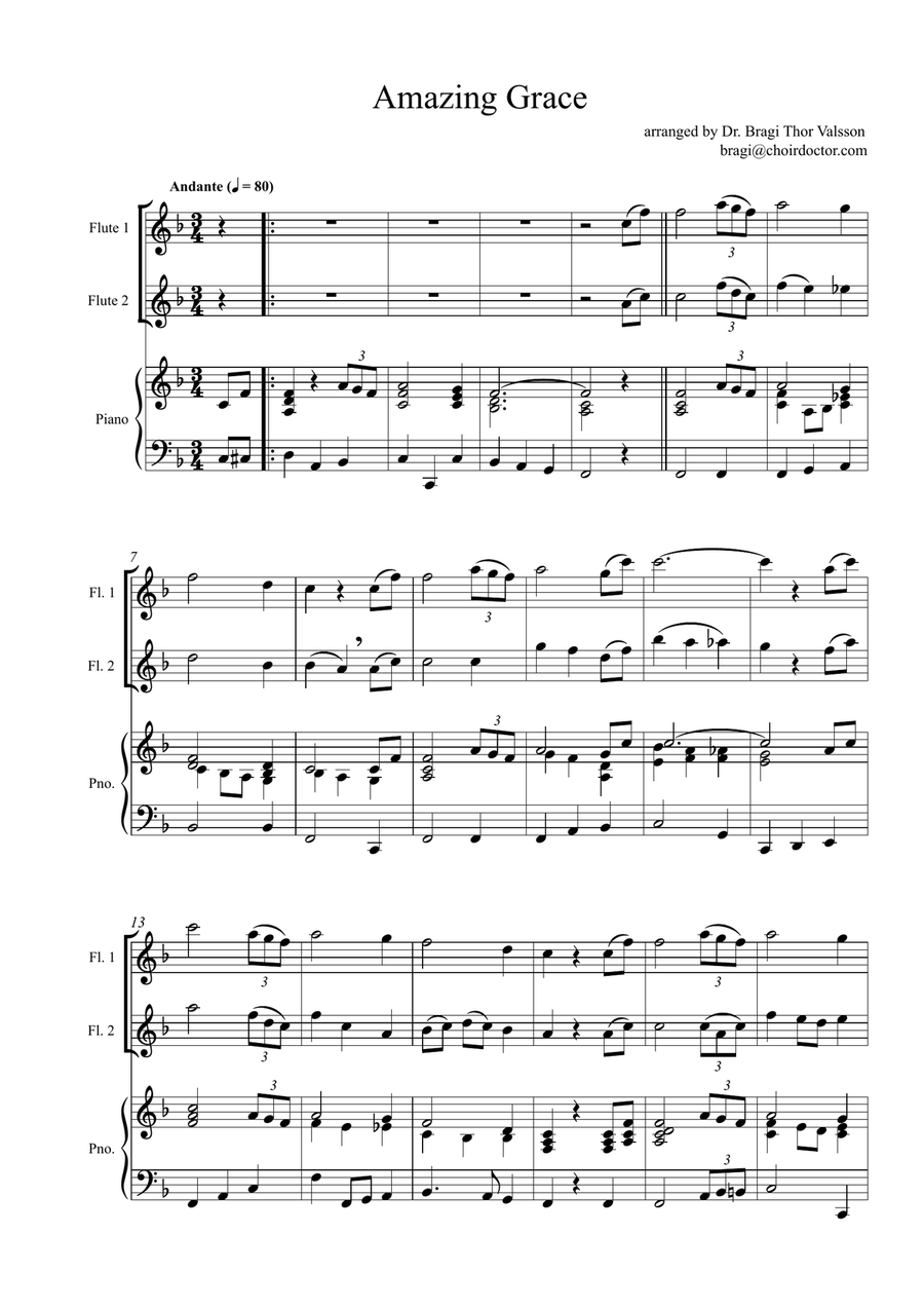 Five Sacred Songs - Flute duet with piano accompaniment Flute Duet scores gallery preview page 2