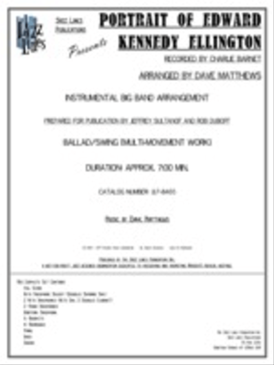 Portrait Of Edward Kennedy Ellington Big Band scores gallery preview page 1