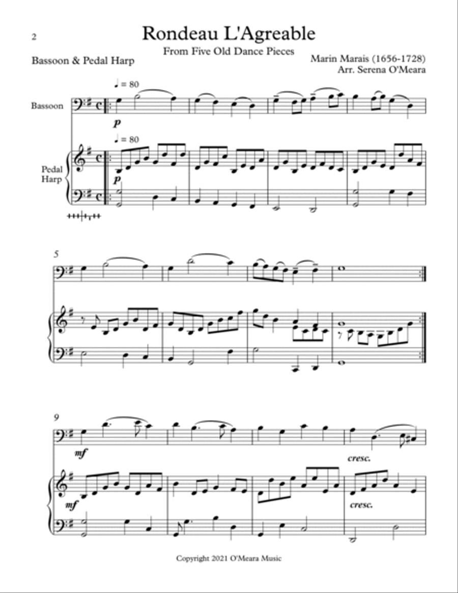 Rondeau L’Agreable, Duet for Bassoon & Pedal Harp image number null