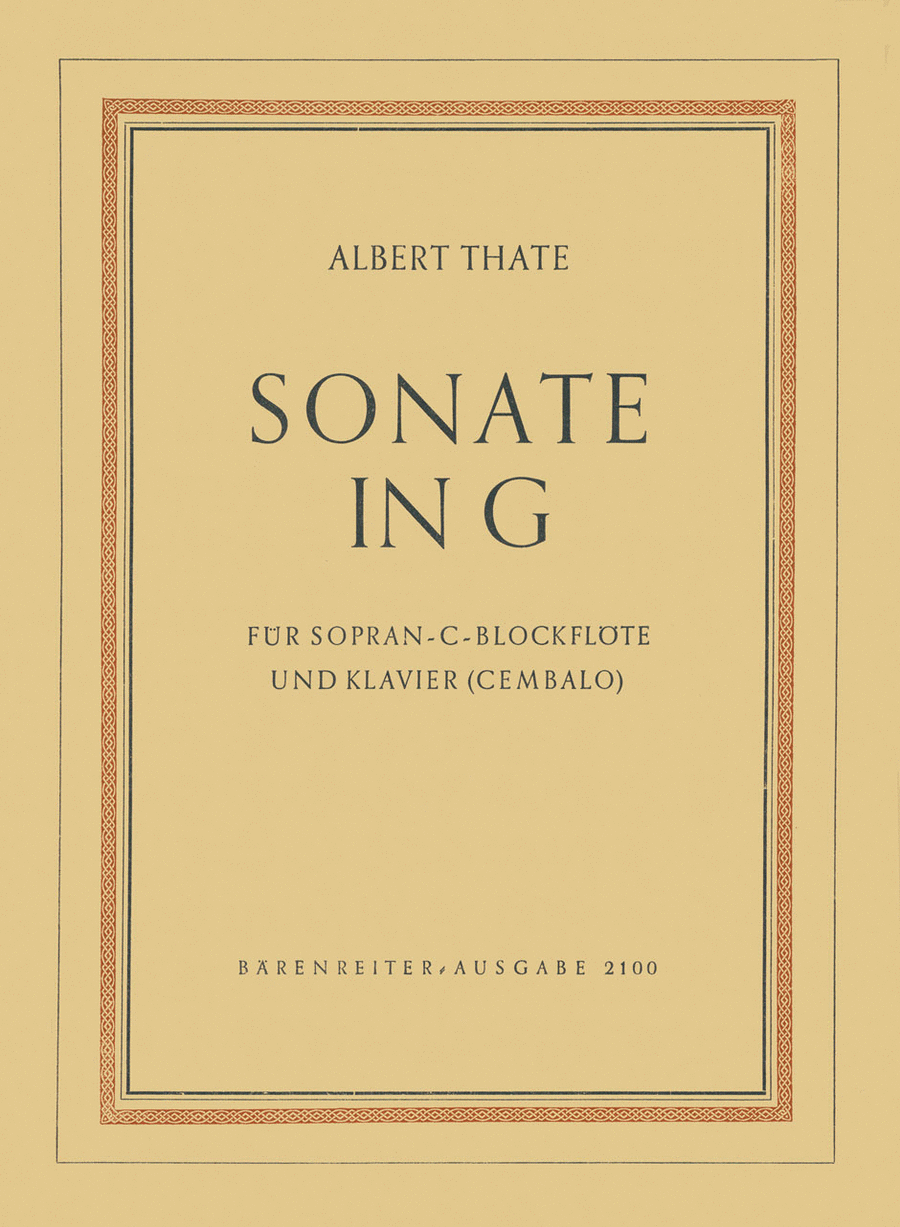 Sonata in G major for Recorder and Piano (Harpsichord) (1950) Soprano Recorder scores gallery preview page 1