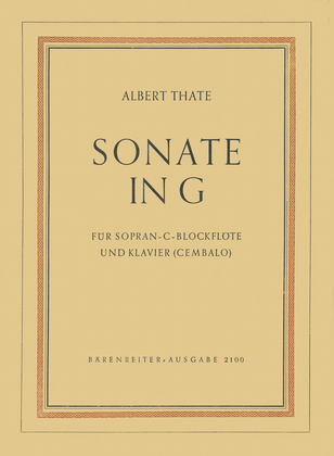 Book cover for Sonata in G major for Recorder and Piano (Harpsichord) (1950)