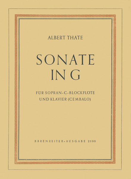 Sonata in G major for Recorder and Piano (Harpsichord) (1950)