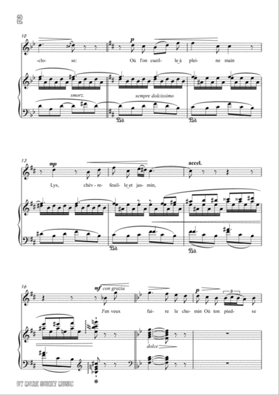 Liszt-S'il est un charmant gazon in B flat Major,for Voice and Piano Voice Solo scores gallery preview page 4