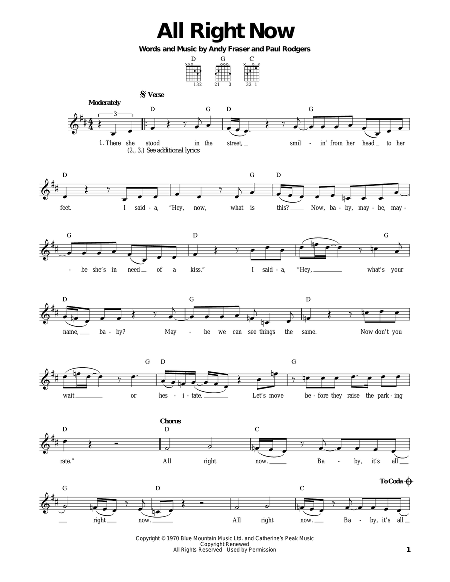 All Right Now All Right Now Acoustic Guitar scores gallery preview page 1