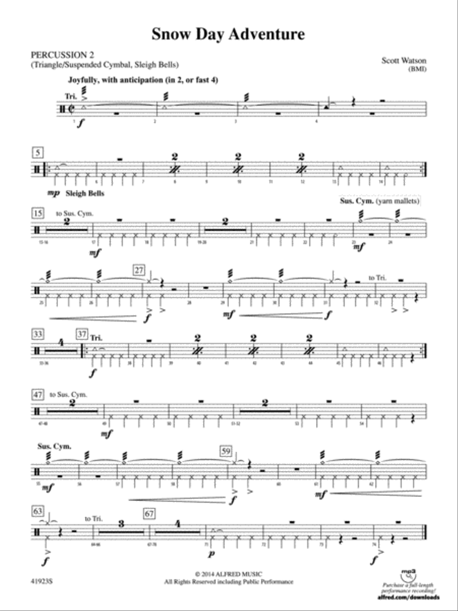 Snow Day Adventure: 2nd Percussion Concert Band scores gallery preview page 1