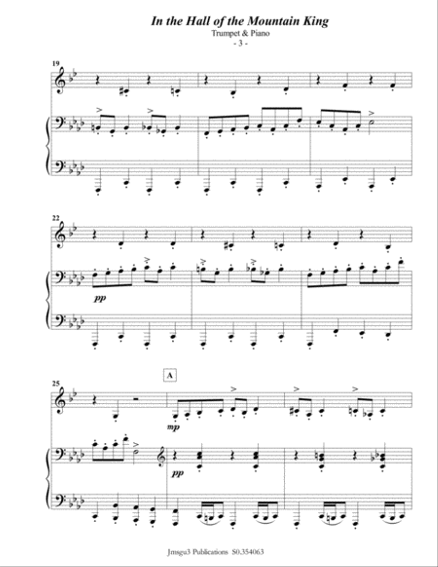 Grieg: Hall of the Mountain King from Peer Gynt Suite for Trumpet & Piano B-Flat Trumpet scores gallery preview page 4