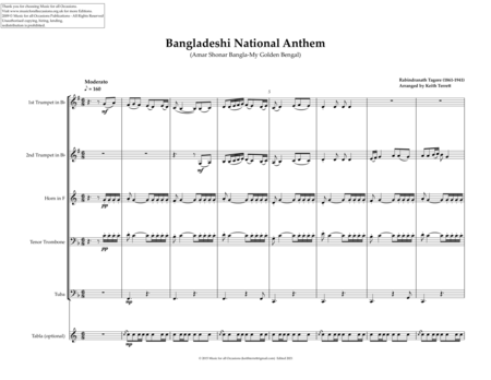 Bangladeshi National Anthem for Brass Quintet ("Amar Shonar Bangla") image number null