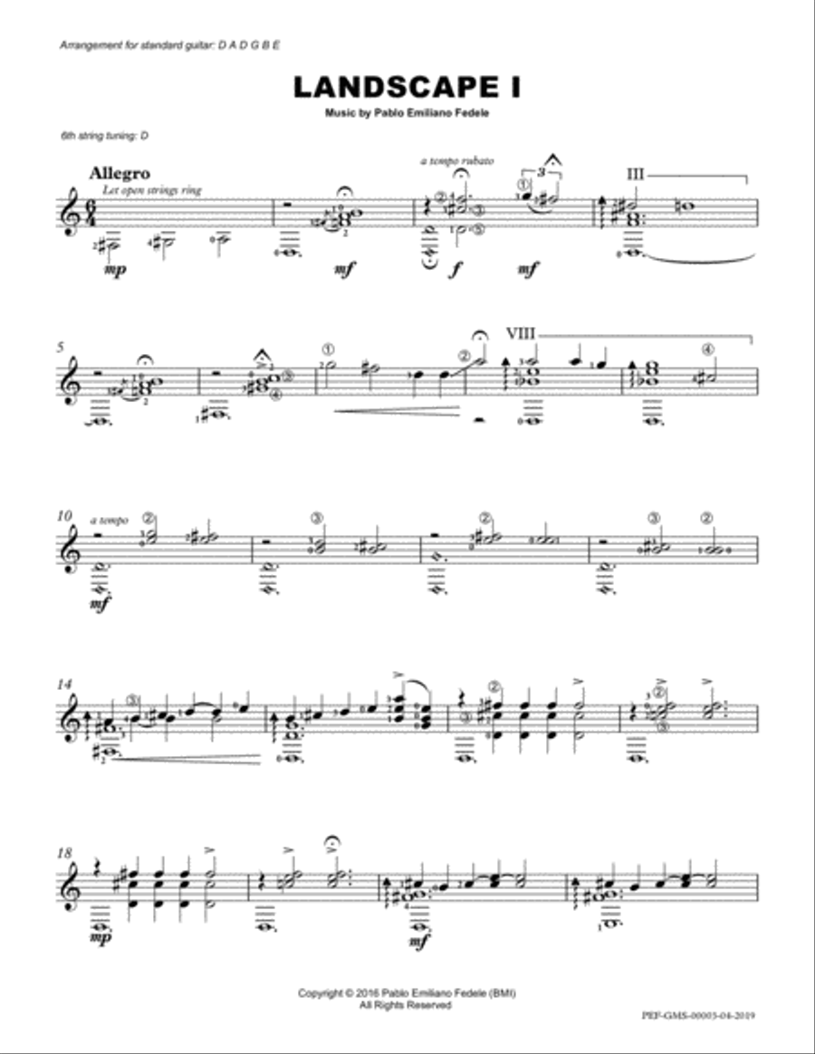 Landscape I - Standard Guitar Edition Classical Guitar scores gallery preview page 2