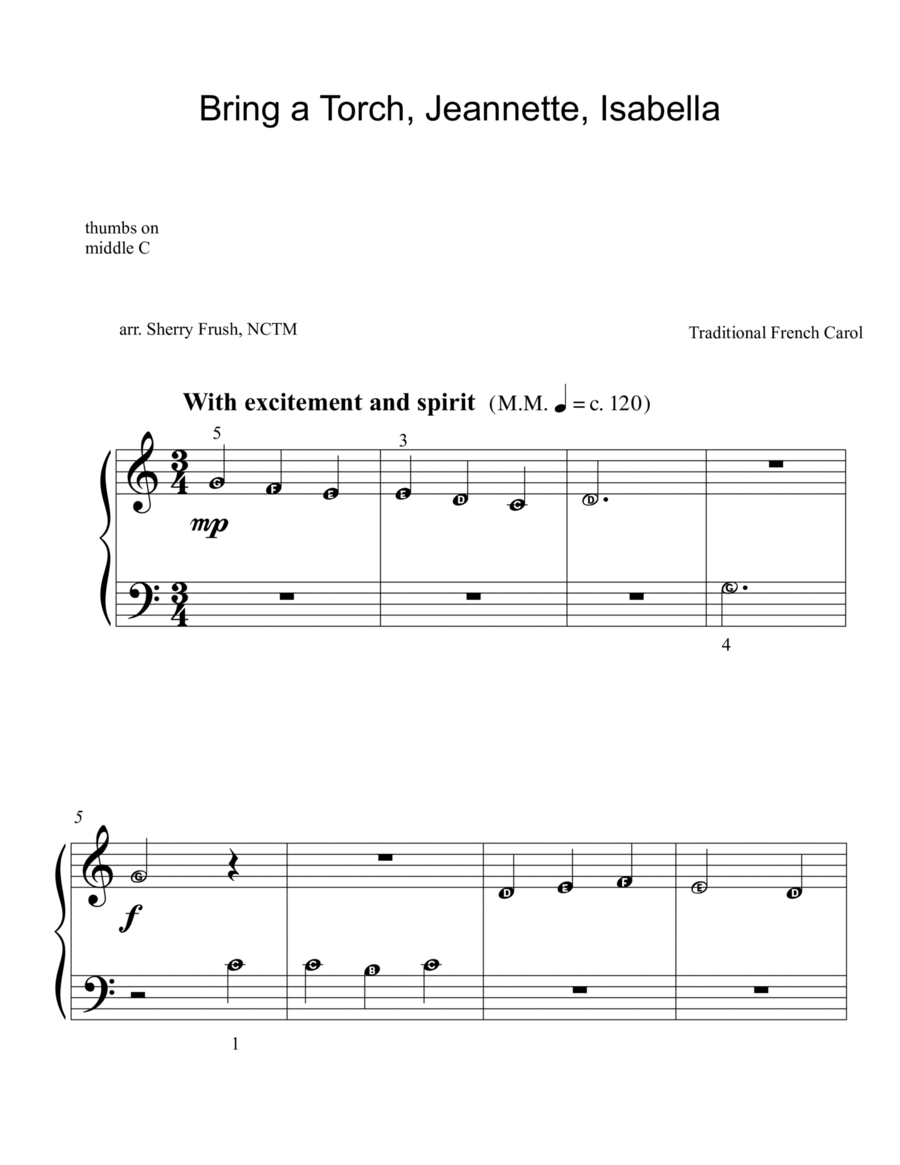 Bring A Torch, Jeannette Isabella Easy Piano scores gallery preview page 1