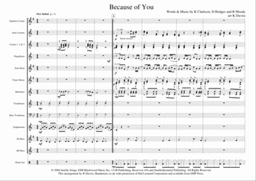 Because Of You Because Of You Small Ensemble scores gallery preview page 1