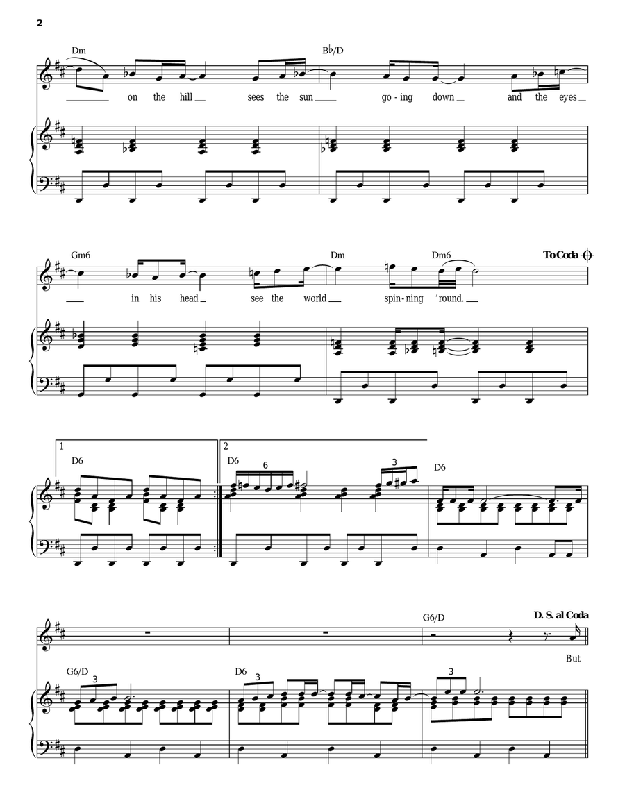 The Fool On The Hill Piano, Vocal scores gallery preview page 2