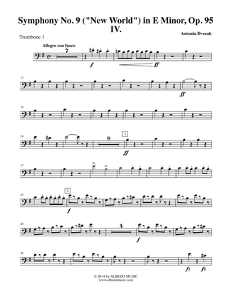 Dvorak Symphony No. 9, New World, Movement IV - Trombone in Bass Clef 1 (Transposed Part), Op.95