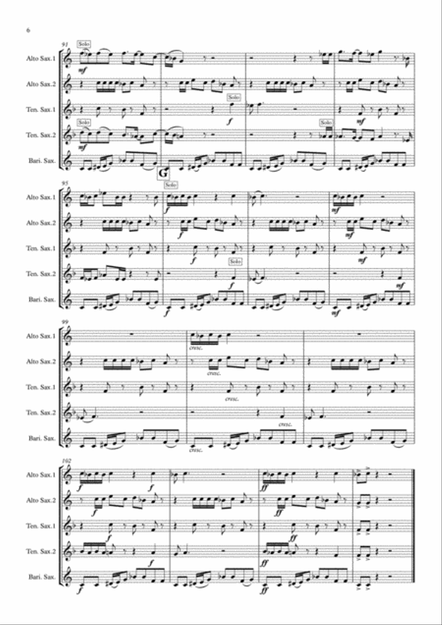 Ghostbusters Saxophone Quintet scores gallery preview page 6
