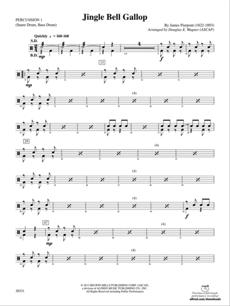 Jingle Bell Gallop: 1st Percussion Concert Band scores gallery preview page 1