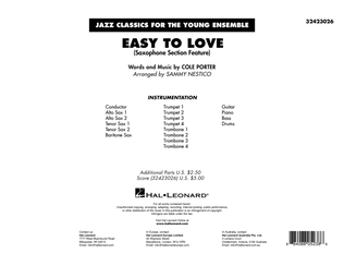 Book cover for Easy to Love (arr. Sammy Nestico) - Full Score