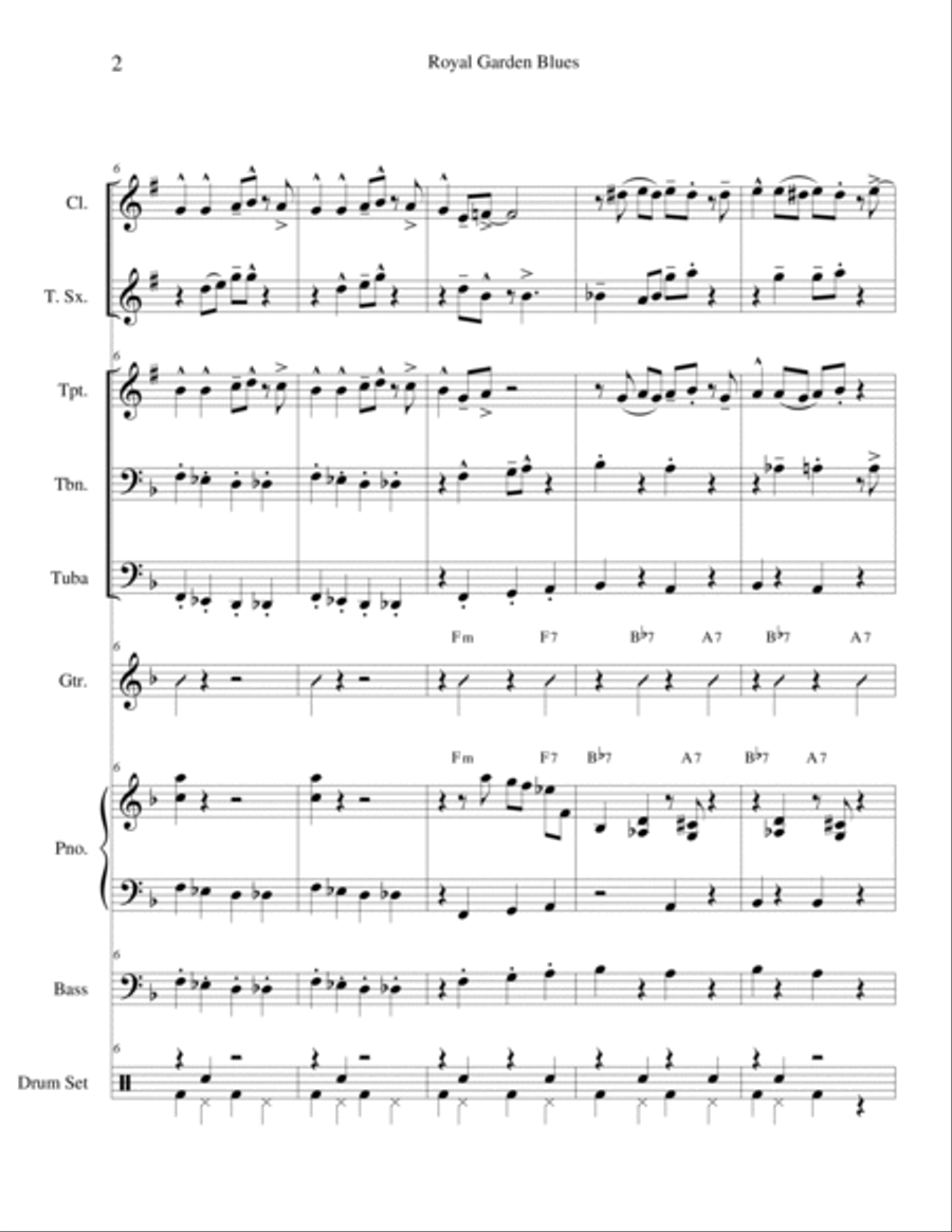 Royal Garden Blues for Dixieland Combo by Clarence Williams and Spencer Williams Jazz Ensemble scores gallery preview page 3