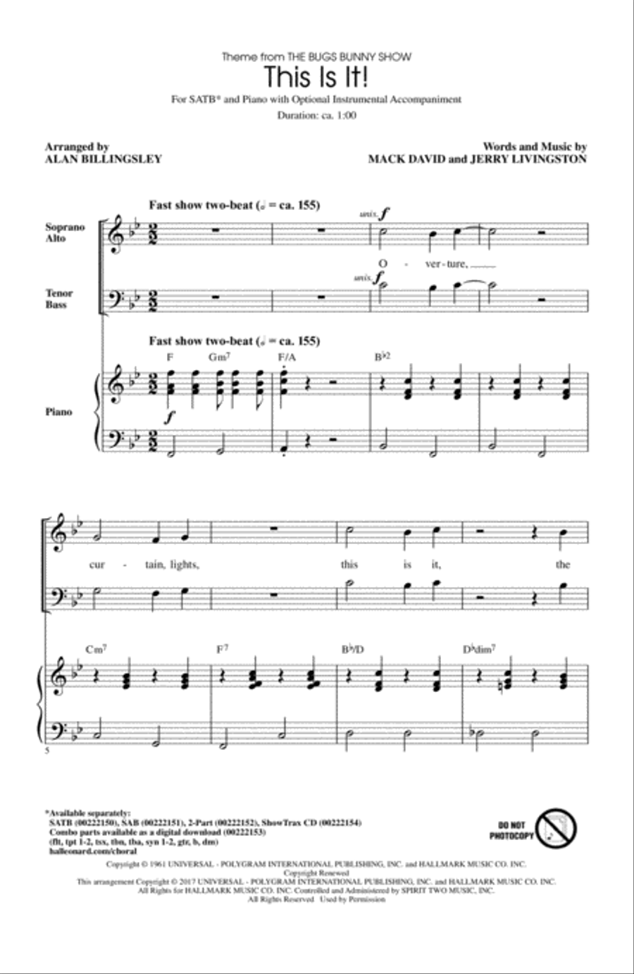 This Is It (arr. Alan Billingsley) 4-Part scores gallery preview page 1