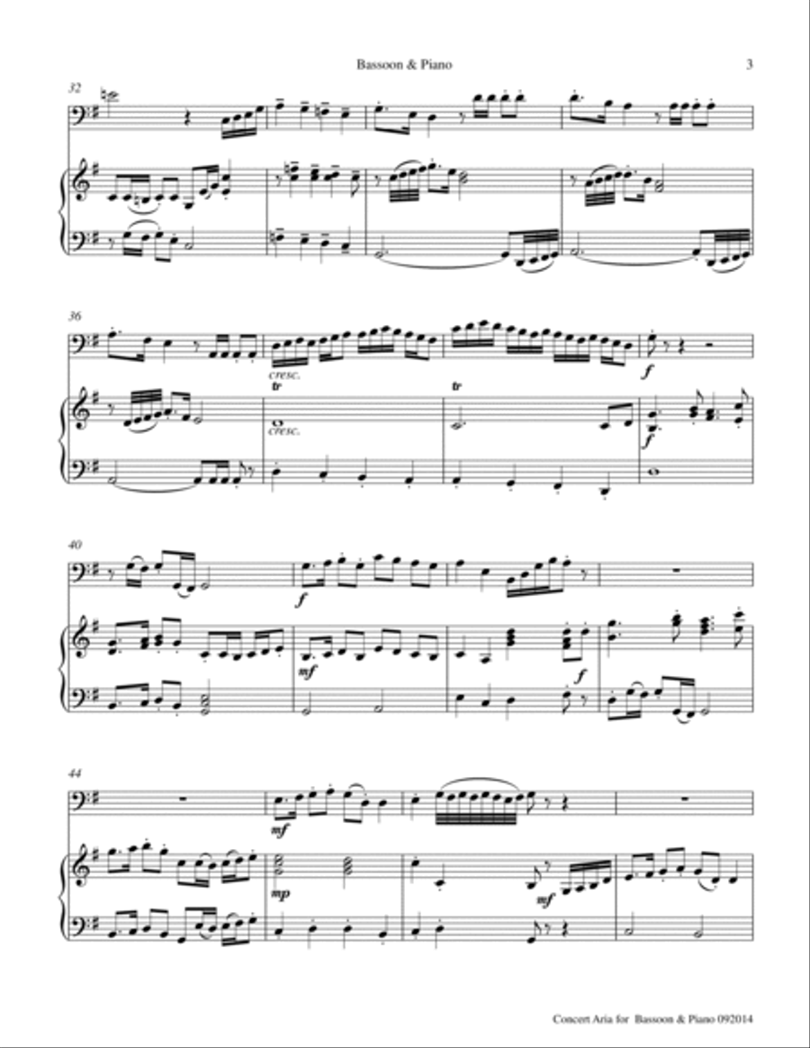 Concert Aria for Bassoon & Piano Woodwind Duet scores gallery preview page 3
