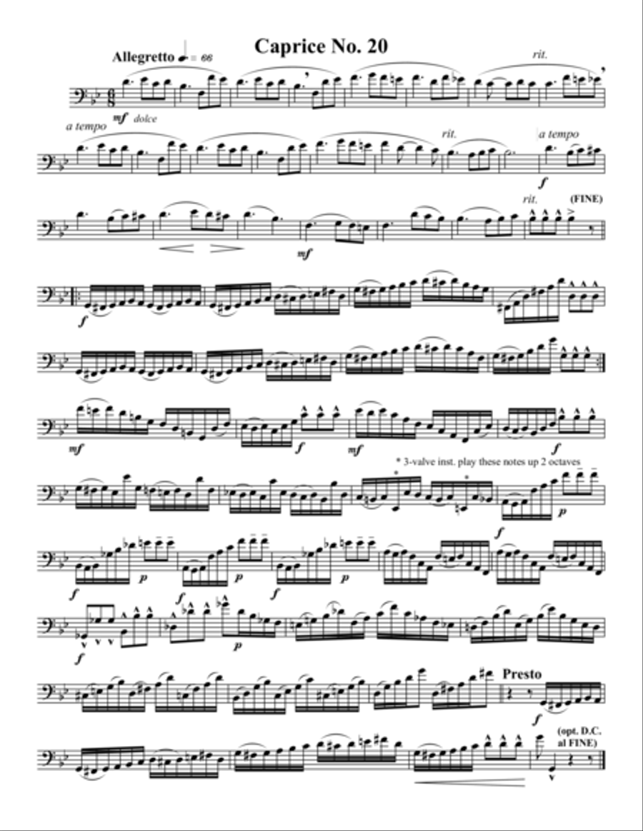 Four Caprices (11, 17, 20 and 24) Euphonium scores gallery preview page 4