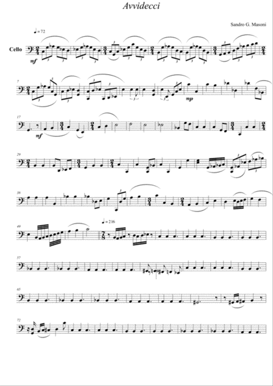 Avvidecci ('Cello part) Avvidecci ('Cello part) String Quartet scores gallery preview page 1