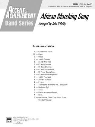 Book cover for African Marching Song: Score