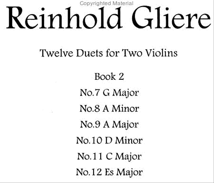 Twelve Duets for tow Violins, Book 2, (#'s 7-12)