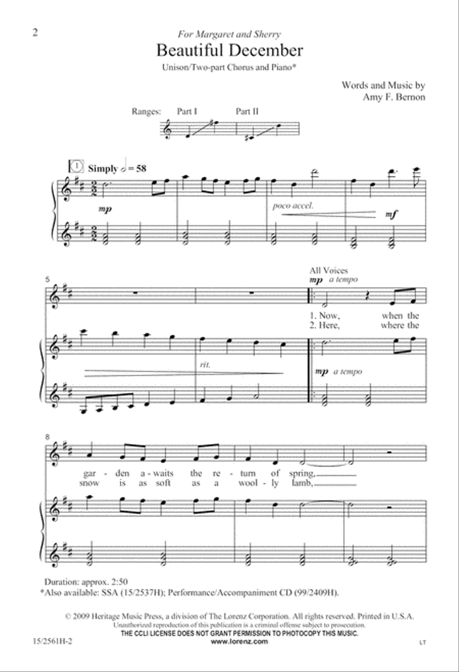 Beautiful December Beautiful December Unison Choir scores gallery preview page 3