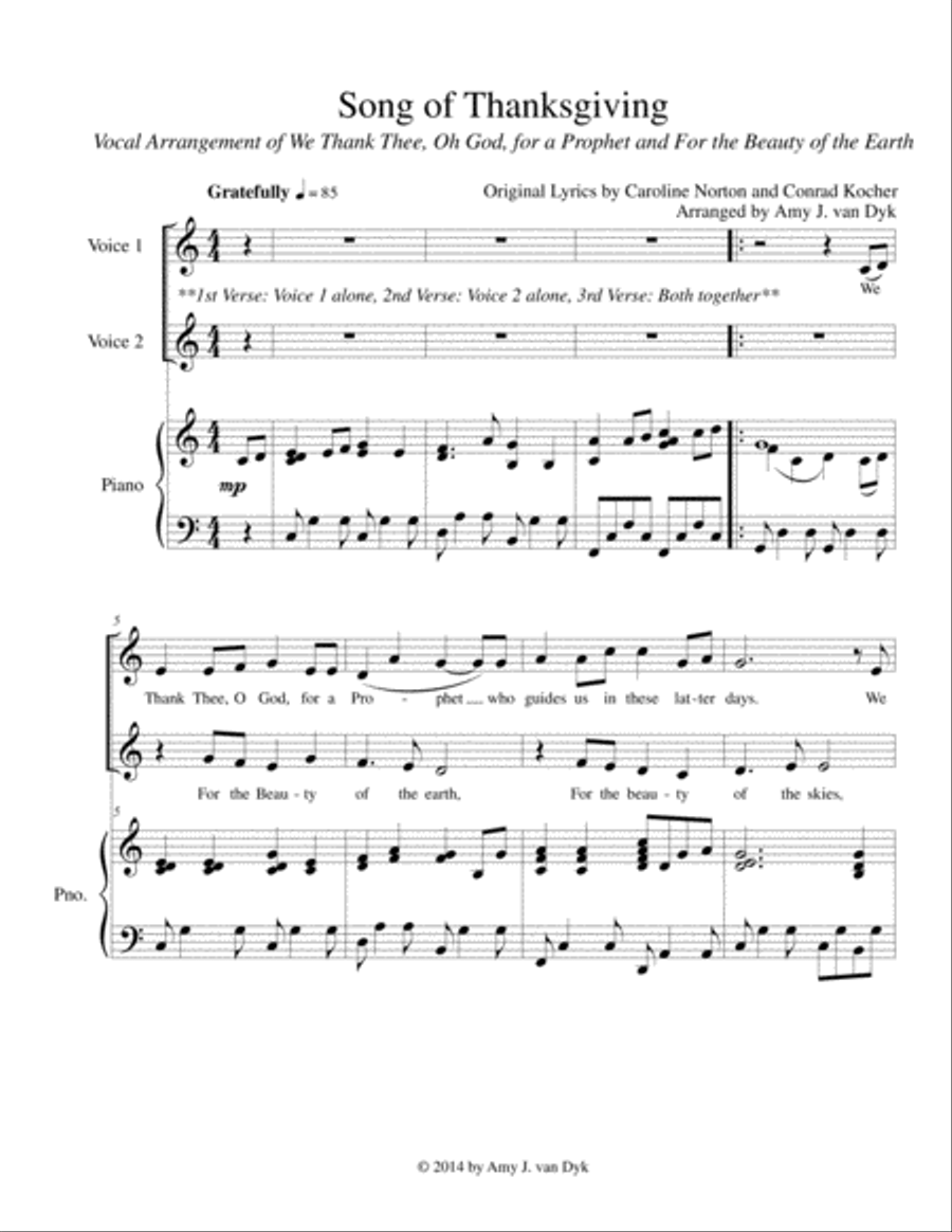 A Song of Thanksgiving SA scores gallery preview page 1