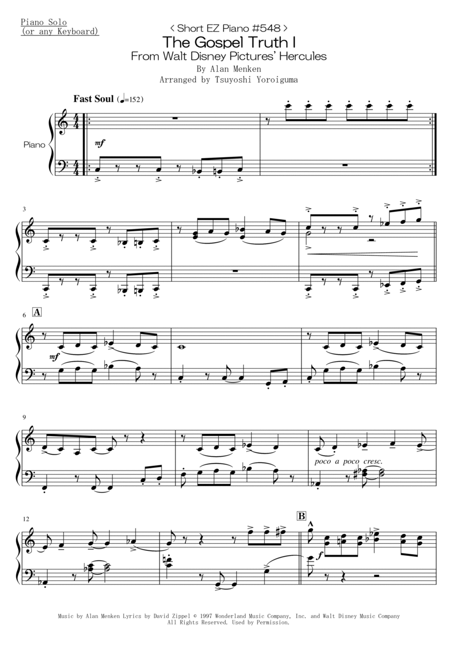 The Gospel Truth I The Gospel Truth I Easy Piano scores gallery preview page 1